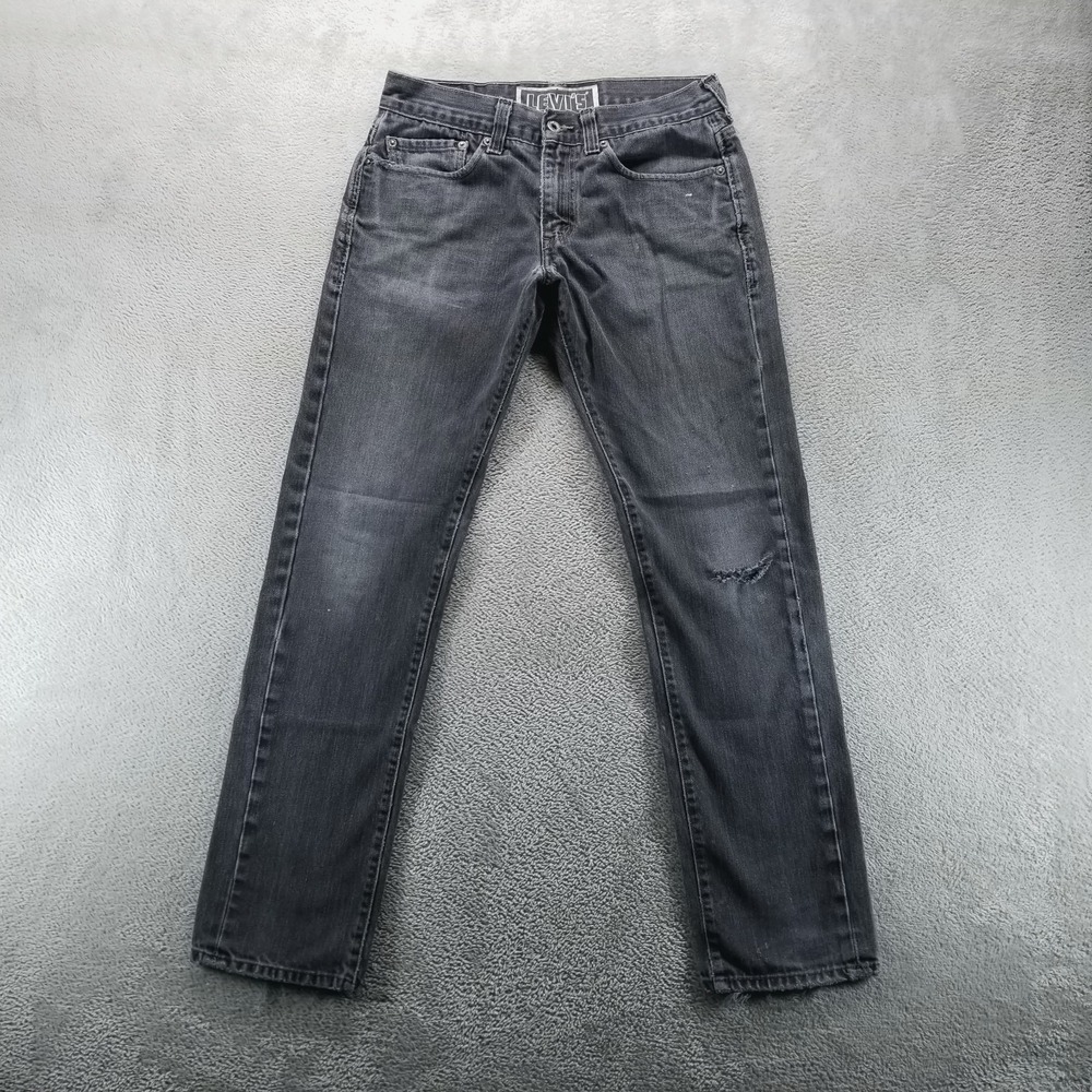 Levis 511 Jeans Mens 33x32 Gray Skinny Mid Rise Dark Wash Ripped Grunge Denim